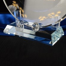 五羊纳福水晶圆盘摆件