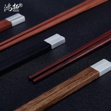 鸿拓红木筷子银雕无漆2双礼盒套装
