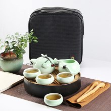 定窑陶瓷茶壶一两旅行杯户外人一包便携式旅游套装功夫茶具器泡茶